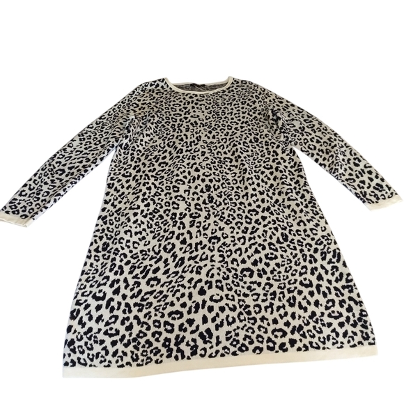 Tessamina Sweater Dress Women's Black White Animal Print Longsleeve Size Medium - Picture 3 of 7